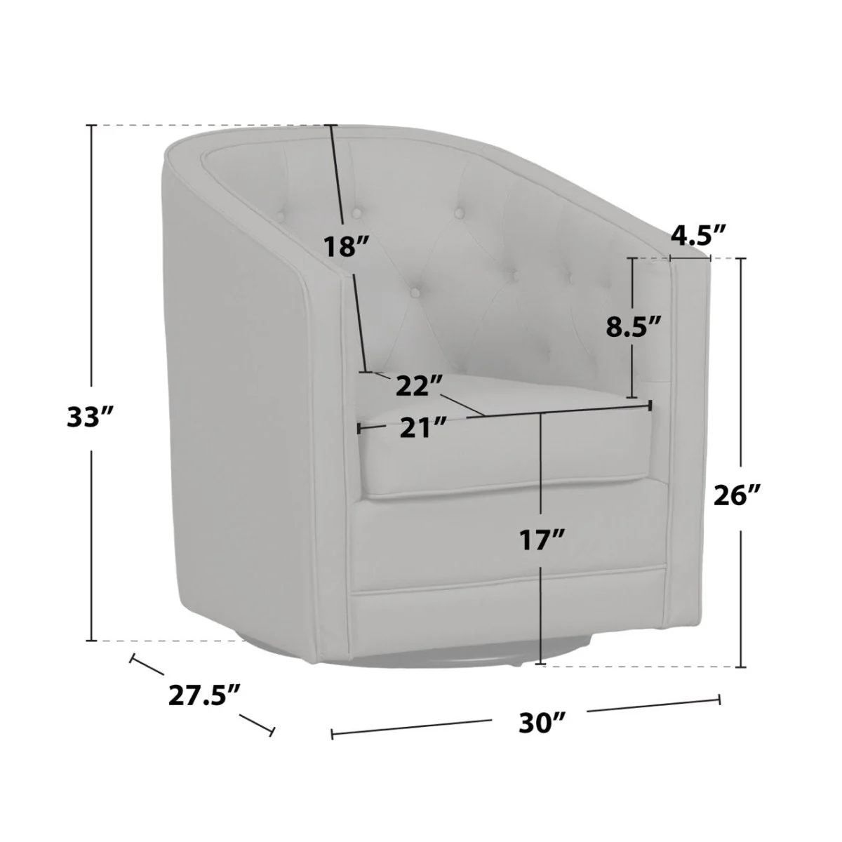 Caddo Swivel Chair [Linen] - Image 17